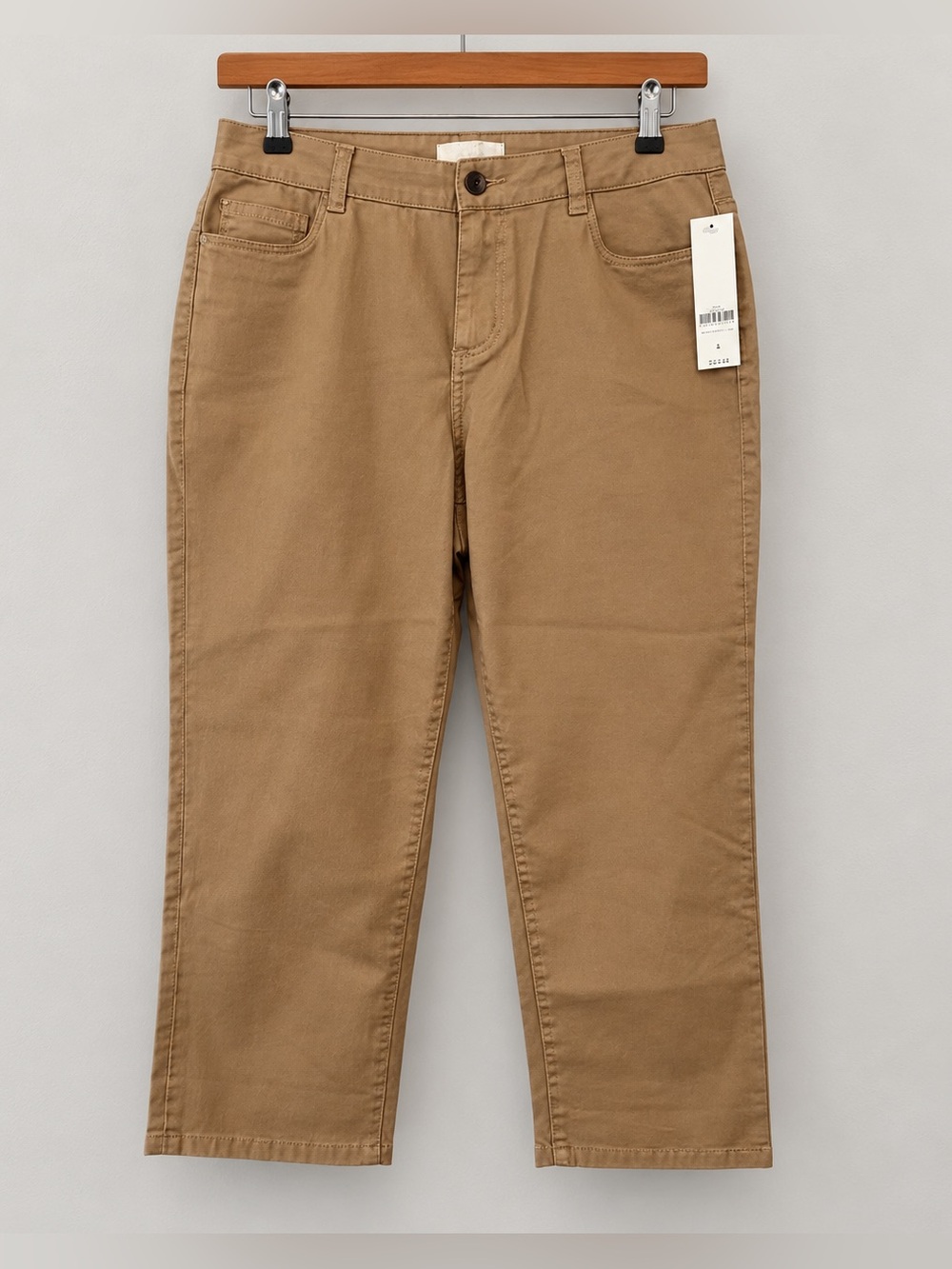 Coldwater Creek Natural Khaki Tan Cropped Straight Leg Denim Pants NWT 8 #1522